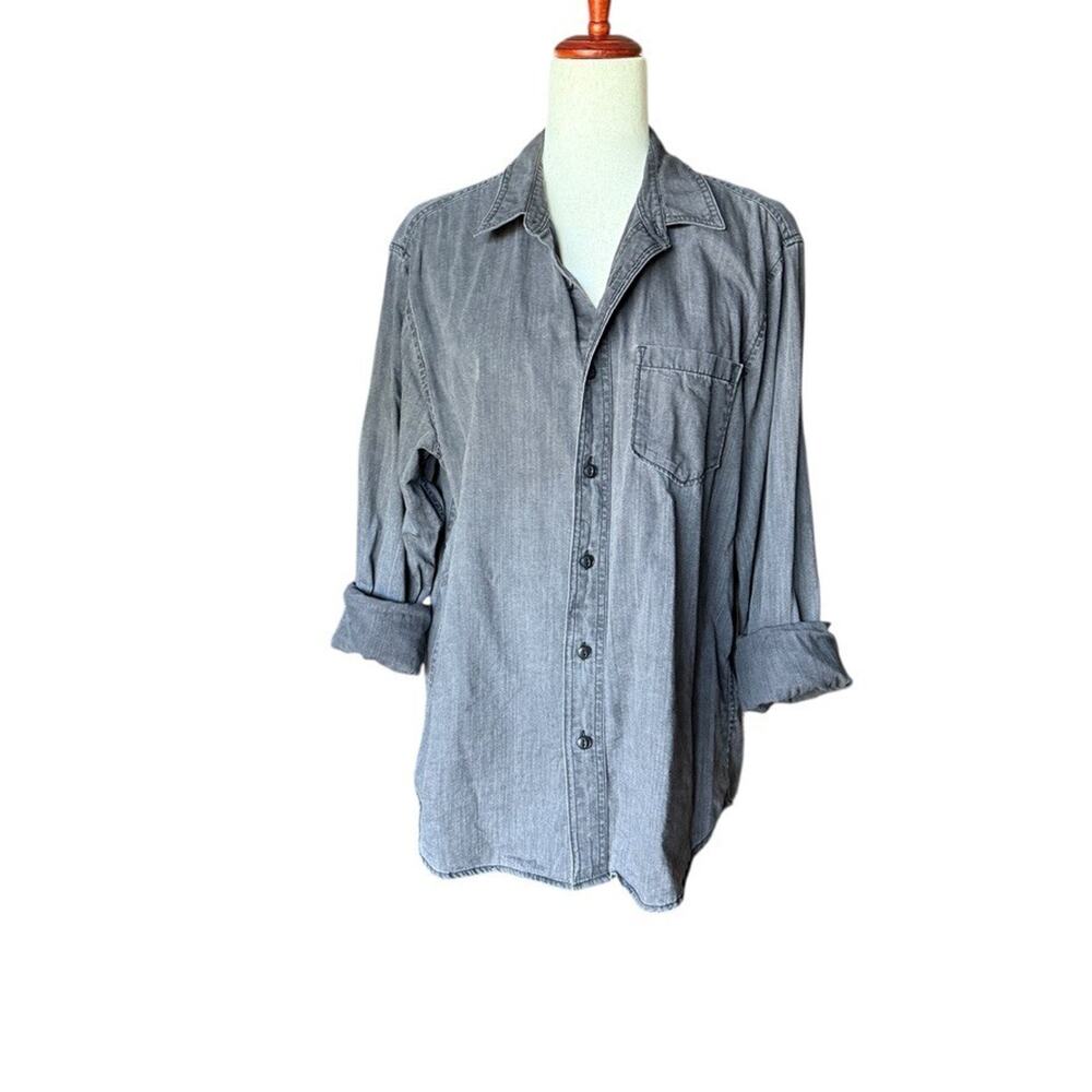 Madewell Womens Shirt Black Button Front Top Long Sleeve Casual Relaxed Fit L